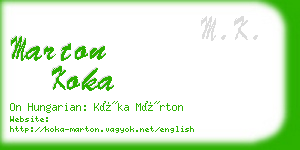 marton koka business card